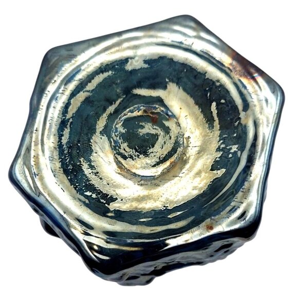 Antique Handblown Carnival Glass Gold Nugget Hexagonal Pitcher Marigold Handle - Picture 7 of 7